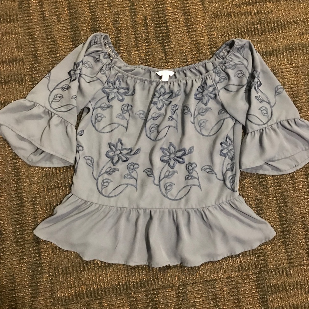 Bell sleeve blue shirt